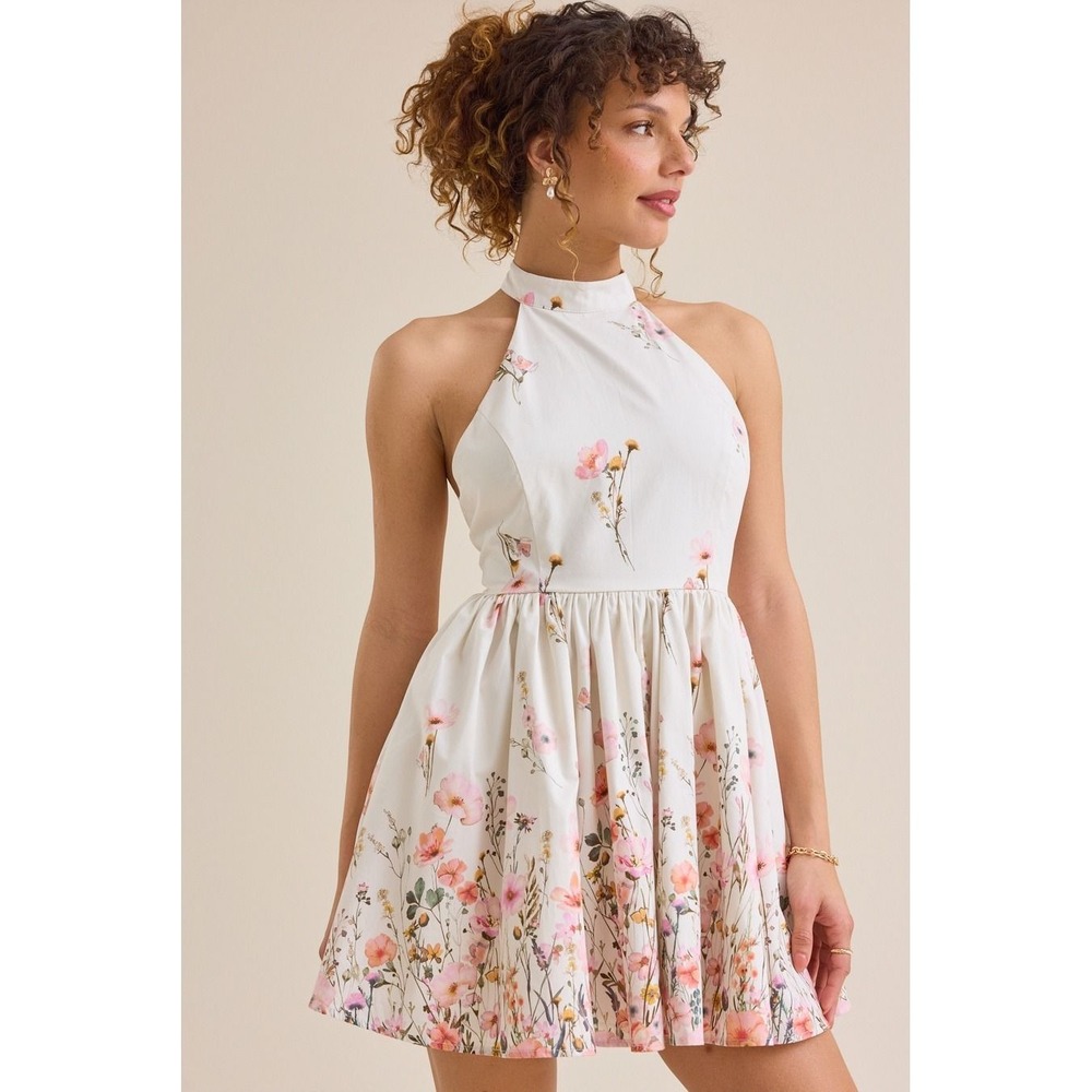 Altar'd State Floral‎ Halter Mini Dress Fit and Flare Size XS